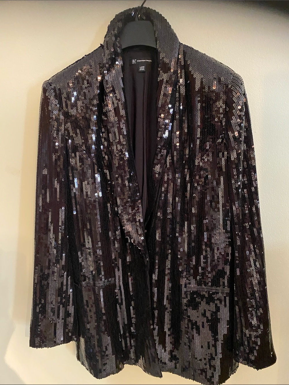 INC International Concepts Black Sequin Blazer Jacket